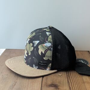 Melin Floral Mesh Back Trucker Hat in Black & Tan